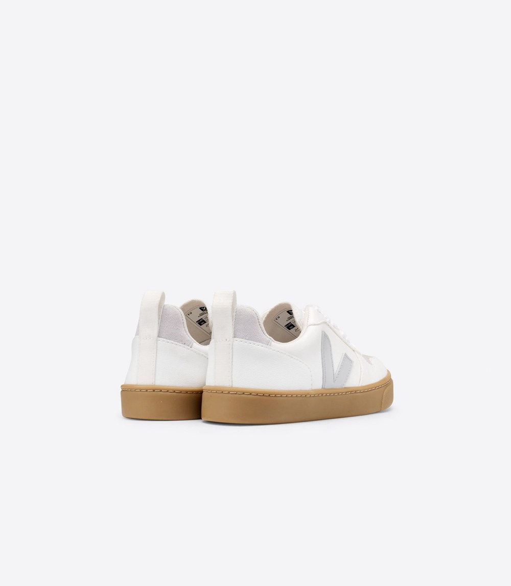 Veja Trainers Kids White/Beige - V-10 Lace Cwl - XAZP-56329